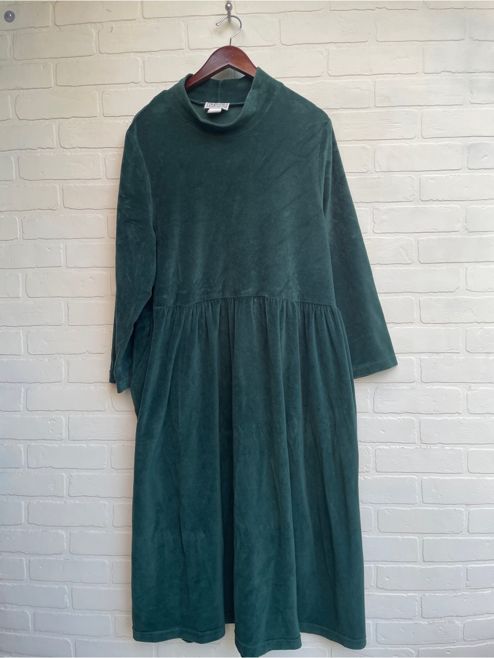Forest Green Mock Neck Midi Dress vintage 90s mom